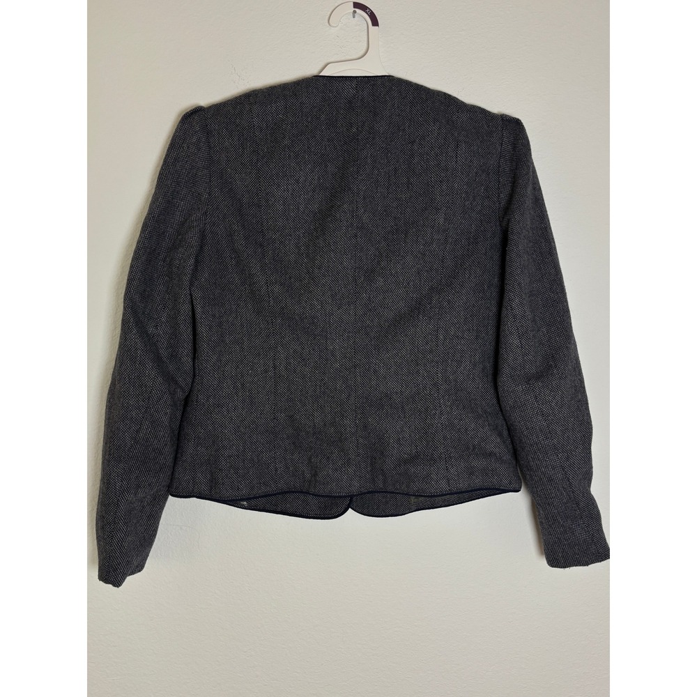 Vintage Forecaster of Boston Wool Tweed Blazer Gray Navy‎ Piping Size 11/12 - Picture 2 of 6